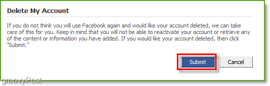 Facebook account deletion confirmation