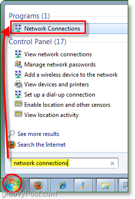 open your network connections dialog in windows 7