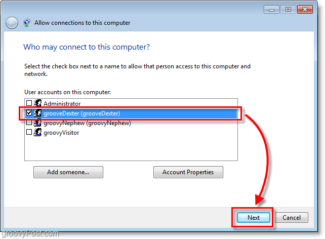 add a vpn user to your vpn host 