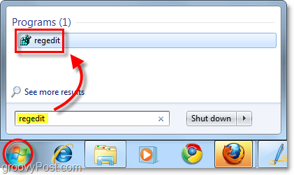 open regedit in windows 7